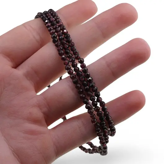 Set bratara si colier Granat Rhodolit sfere fatetate, 3mm, imagine 3