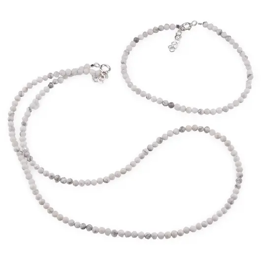 Set bratara si colier Howlit sfere fatetate, 3mm