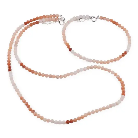Set bratara si colier Opal degrade sfere fatetate 3,5mm