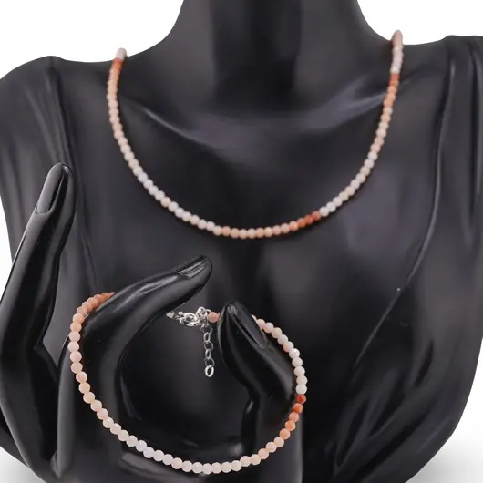 Set bratara si colier Opal degrade sfere fatetate, 3mm, imagine 2