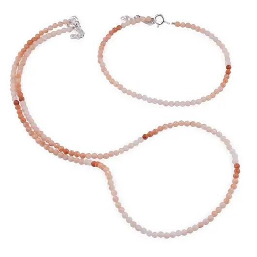 Set bratara si colier Opal degrade sfere fatetate, 3mm