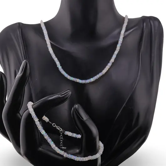 Set bratara si colier Opal etiopian de foc rondele 3-3,5mm, imagine 2