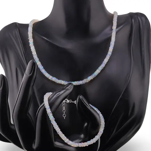 Set bratara si colier Opal etiopian de foc rondele 3,5-4,5mm, imagine 2