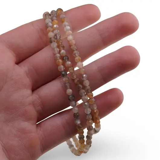 Set bratara si colier Piatra lunii gri sfere fatetate 3,5mm, imagine 3