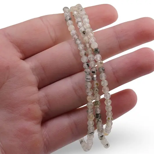 Set bratara si colier Prehnit sfere fatetate, 3mm, imagine 3