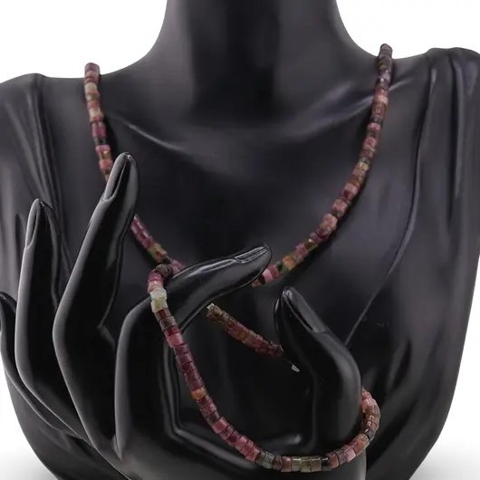 Set bratara si colier Turmalina multicolora rondele 4-4,5mm, imagine 2