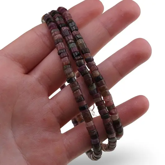 Set bratara si colier Turmalina multicolora rondele 4-4,5mm, imagine 3