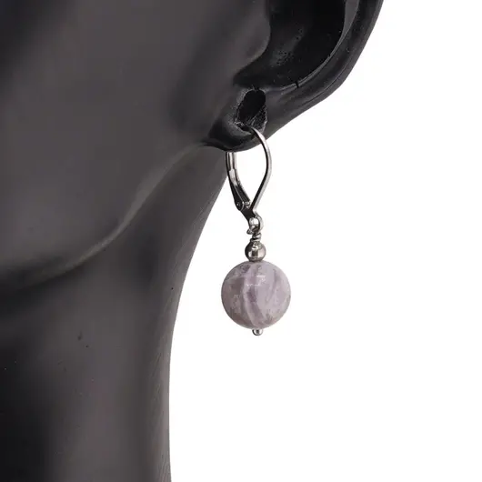 Cercei cu agatatoare Agat Crazy Lace sfere 10mm, imagine 2