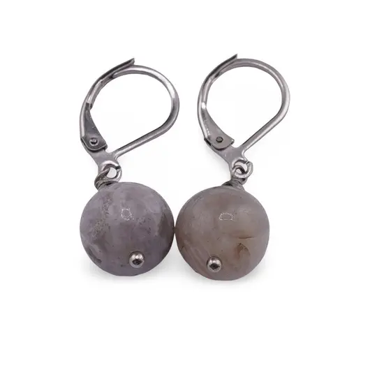 Cercei cu agatatoare Agat Crazy Lace sfere 10mm