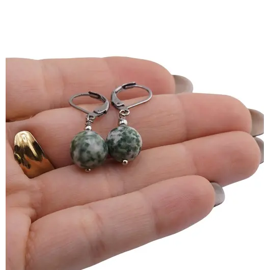 Cercei cu agatatoare Agat de copac 10mm, imagine 3