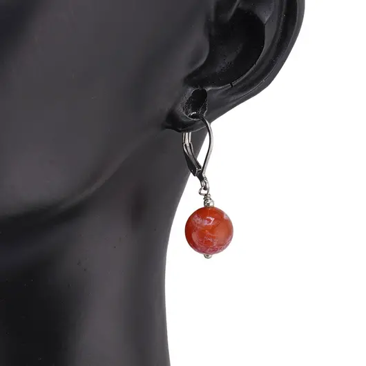 Cercei cu agatatoare Agat de foc sfere 10mm, imagine 2