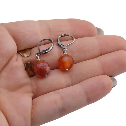 Cercei cu agatatoare Agat de foc sfere 10mm, imagine 3