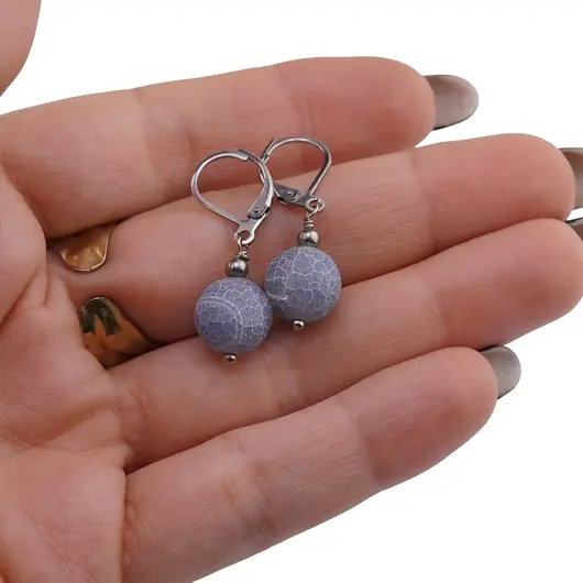 Cercei cu agatatoare Agat mov spider sfere 10mm, imagine 3