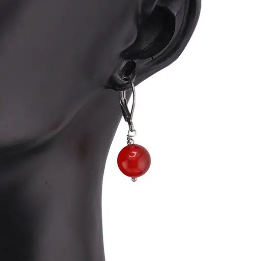 Cercei cu agatatoare agat rosu, imagine 2