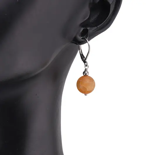 Cercei cu agatatoare Agat spider galben sfera 10mm, imagine 2