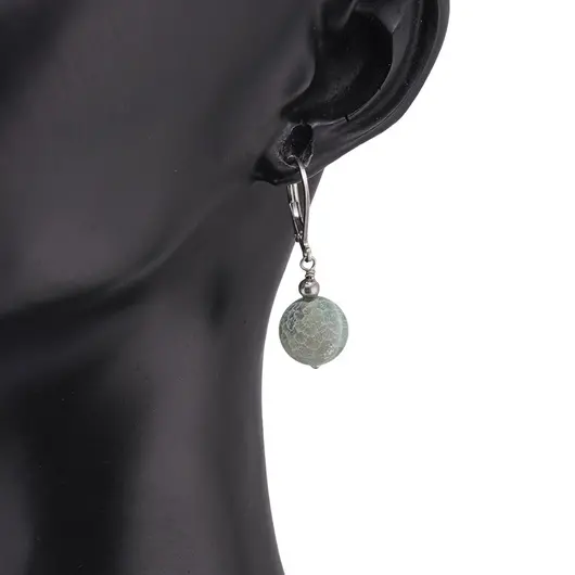 Cercei cu agatatoare Agat Spider verde sfera mata 10mm, imagine 2