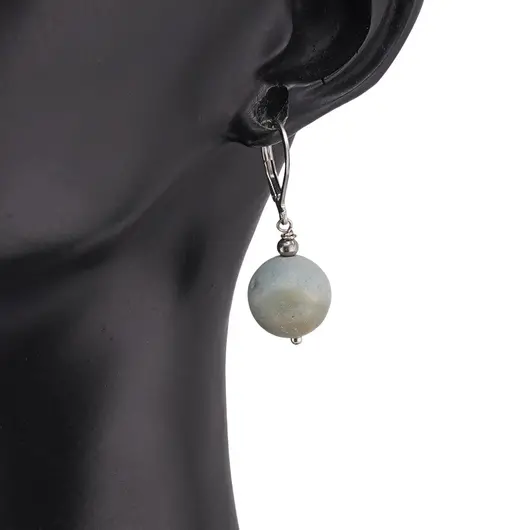 Cercei cu agatatoare Amazonit sfera 12mm, imagine 2