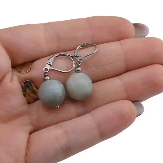 Cercei cu agatatoare Amazonit sfera 12mm, imagine 3