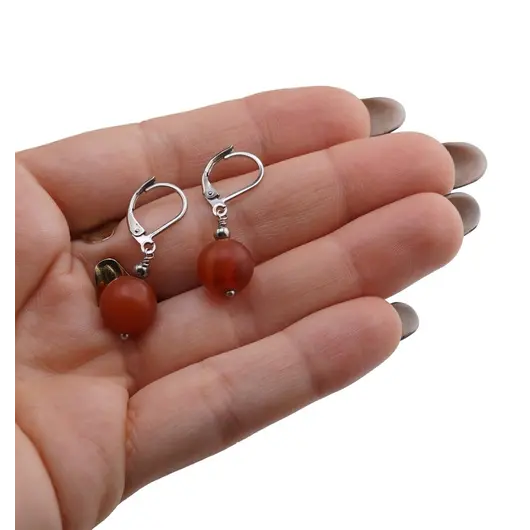 Cercei cu agatatoare Carneol mat 10mm, imagine 3