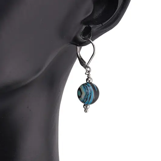 Cercei cu agatatoare Compozit albastru sfera 10mm, imagine 2