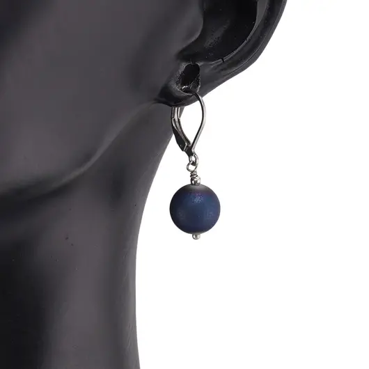 Cercei cu agatatoare Cuart electroplacat albastru sfera 10mm, imagine 2