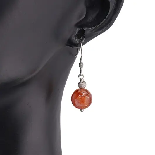 Cercei cu agatatoare Cuart Tangerin sfera 10mm, imagine 2