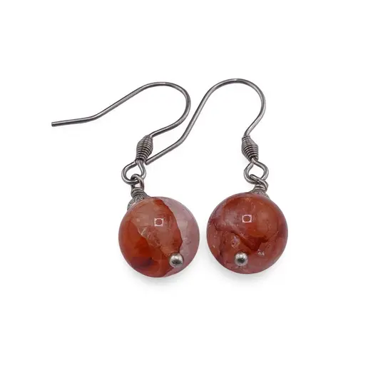 Cercei cu agatatoare Cuart Tangerin sfera 10mm