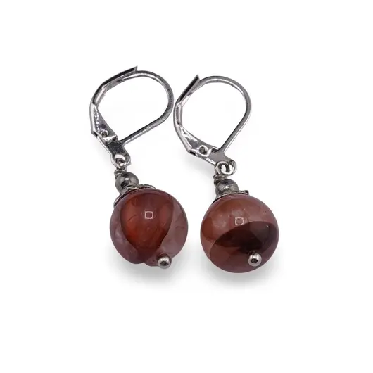 Cercei cu agatatoare Cuart Tangerit sfera 10mm si element floral