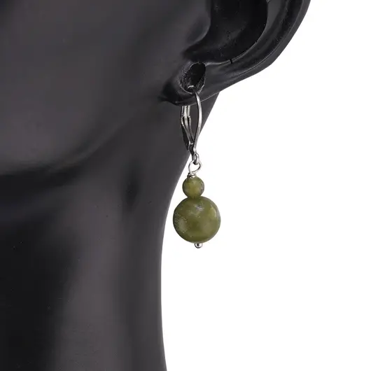 Cercei cu agatatoare Jad Nefrit sfere 10mm si 4mm, imagine 2
