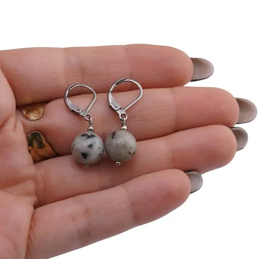 Cercei cu agatatoare Jasp kiwi sfere 10mm, imagine 3