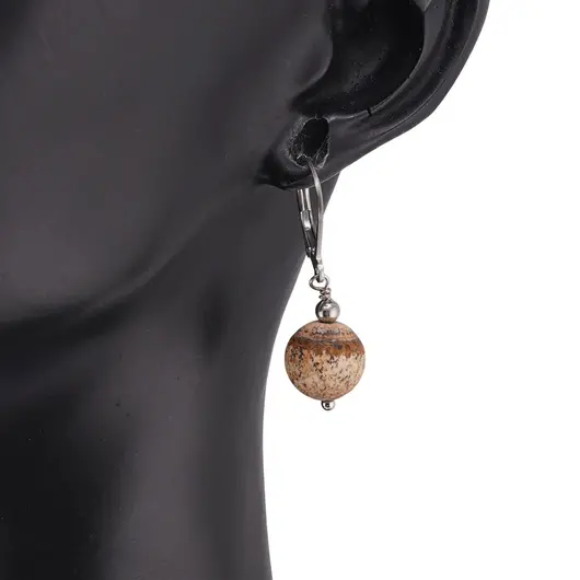 Cercei cu agatatoare Jasp Peisaj sfere mate 10mm, imagine 2