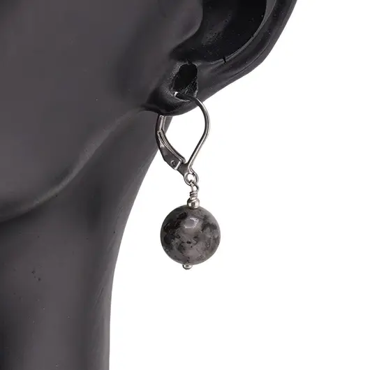 Cercei cu agatatoare Larvikit sfera 10mm, imagine 2