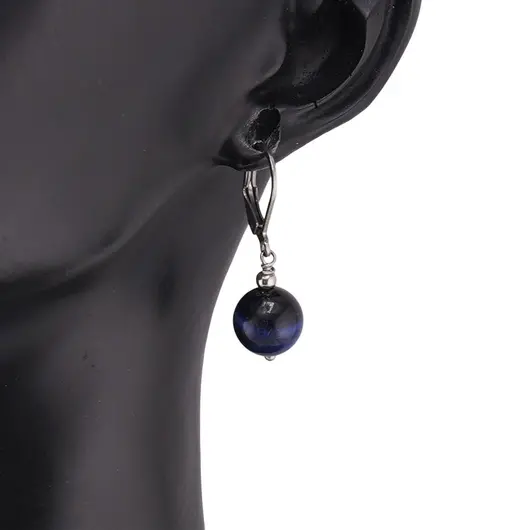 Cercei cu agatatoare Ochi de tigru albastru 10mm, imagine 2