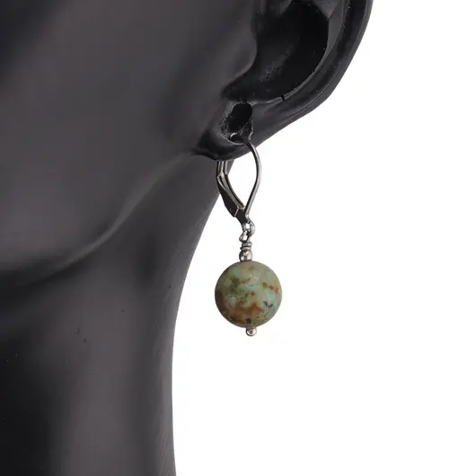 Cercei cu agatatoare Turcoaz tibetan 10mm, imagine 2