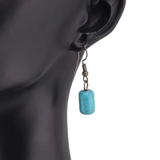 Cercei cu agatatoare Turcoaz tub 12mm, imagine 2