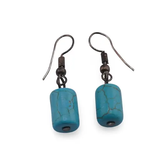 Cercei cu agatatoare Turcoaz tub 12mm