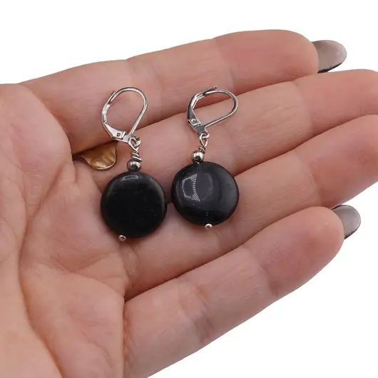 Cercei cu agatatoare Turmalina banuti 14mm, imagine 3