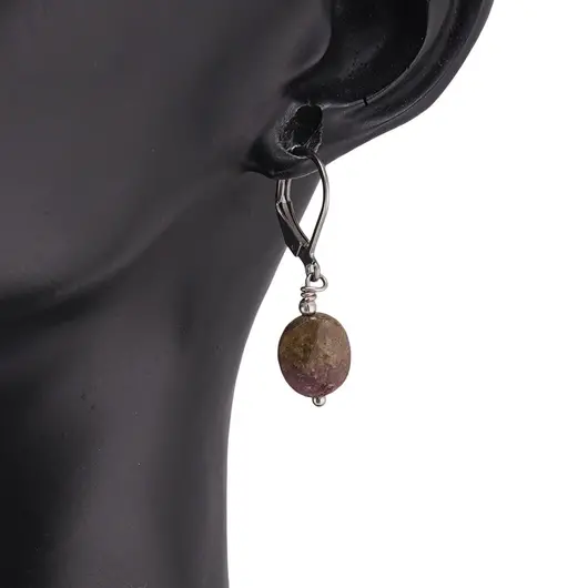 Cercei cu agatatoare Turmalina Multicolora oval fatetat 10mm, imagine 2