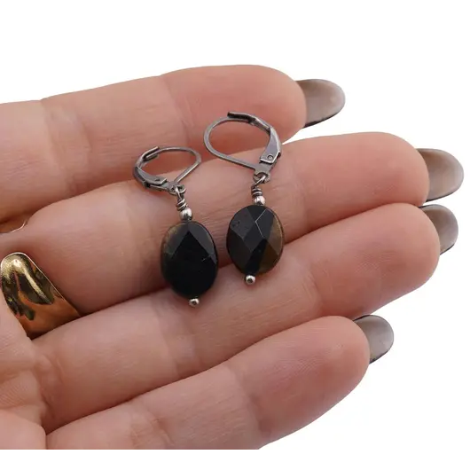 Cercei cu agatatoare Turmalina ovala fatetata 12mm, imagine 3