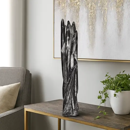 Fosile Orthoceras grupate natural in matrice de roca, imagine 3