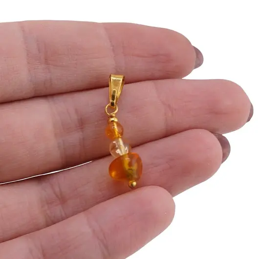 Pandantiv Chihlimbar neuniform 8mm si Mix cristale 3-6mm, imagine 3