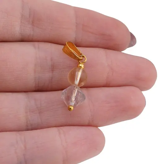 Pandantiv Citrin sfera 7mm si Ametist lavandaa romb 8mm, imagine 3