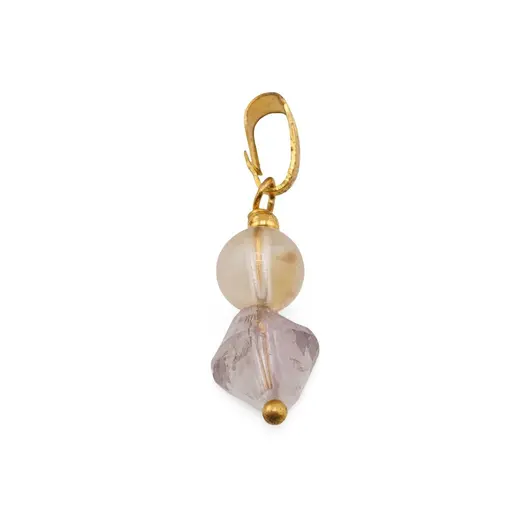 Pandantiv Citrin sfera 7mm si Ametist lavandaa romb 8mm