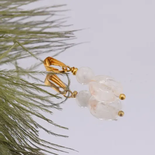 Pandantiv Cristal de stanca neuniform 10mm si Piatra lunii sfera 6mm, imagine 2