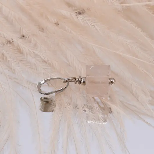 Pandantiv Cuart roz tub fatetat 8mm, imagine 2