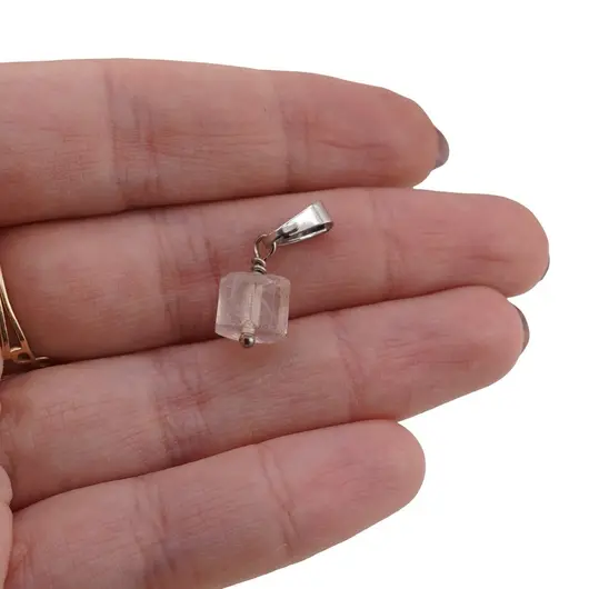 Pandantiv Cuart roz tub fatetat 8mm, imagine 3