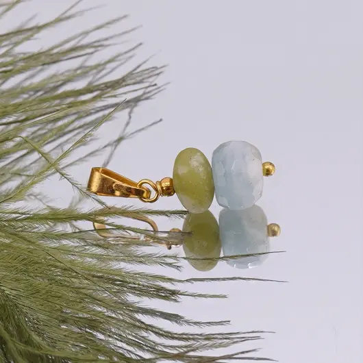 Pandantiv Jad si Acvamarin discuri 8mm, imagine 2