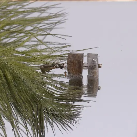 Pandantiv Labradorit cu doua discuri fatetate 10mm, imagine 2