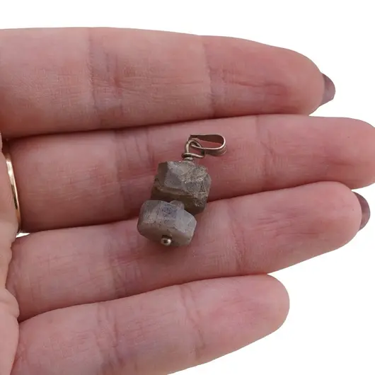 Pandantiv Labradorit cu doua discuri fatetate 10mm, imagine 3