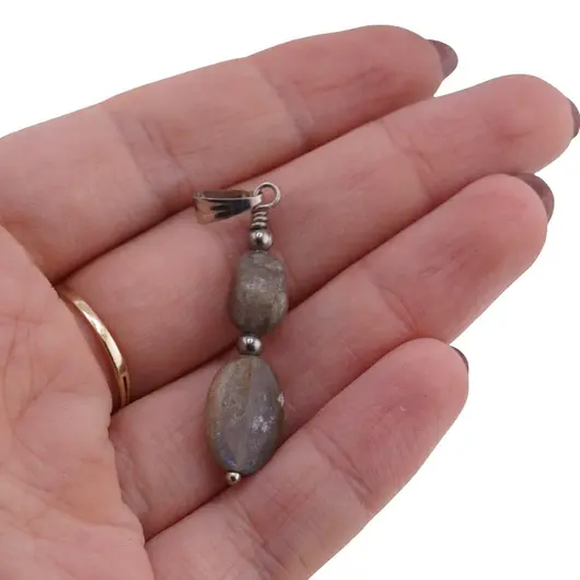 Pandantiv Labradorit neuniform 11mm si oval fatetat 14mm, imagine 3